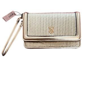 Victoria Secret Gold Phone Wristlet. NWT